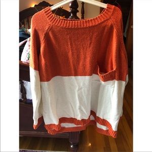 Color block orange and white sweater